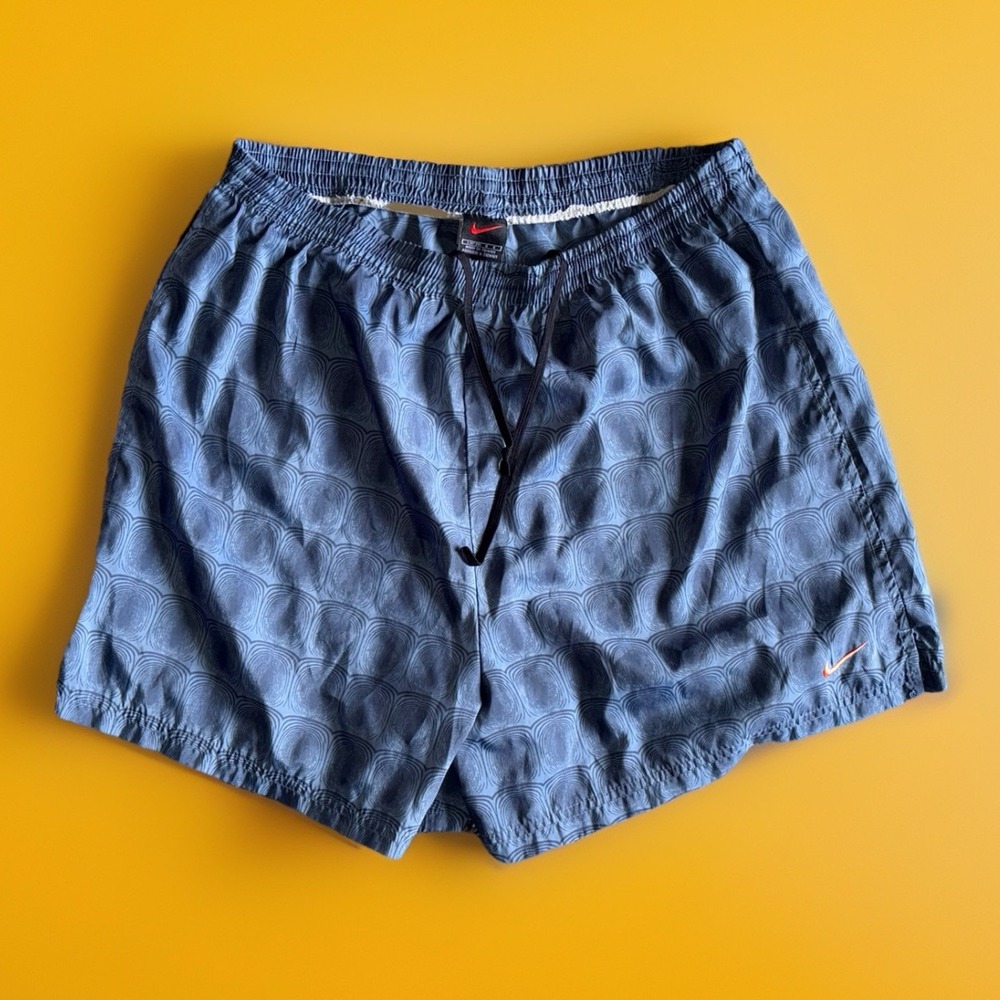 Vintage Nike Alpha Project Shorts Women's Large Blue Orange Swoosh 4" Inseam Y2K
